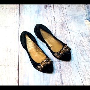 Bacio61 Black crunch velour flats sz9.5